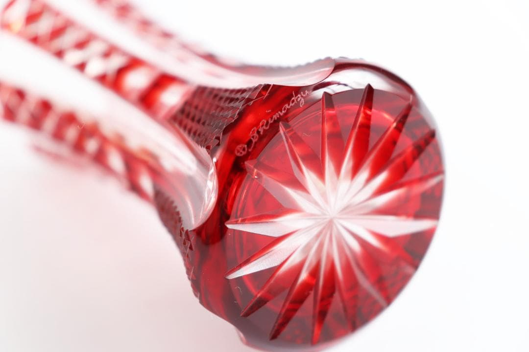 島津薩摩切子 花瓶 色被せガラス 薩摩ガラス 共箱