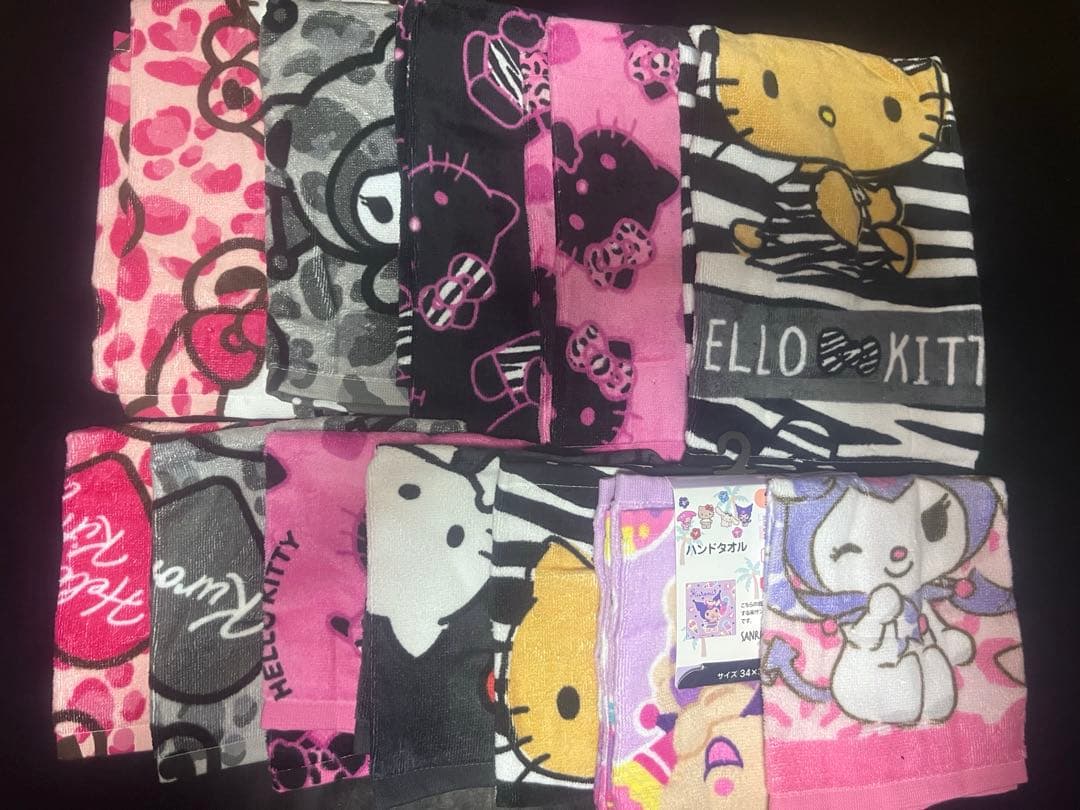 キティちゃんフェイスタオルゼブラ