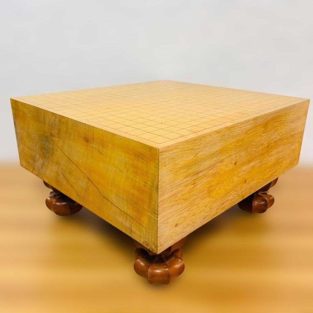 【高級】本榧 脚付碁盤 4.8寸 天地柾 柾目 ヘソ有り 19路盤 15kg