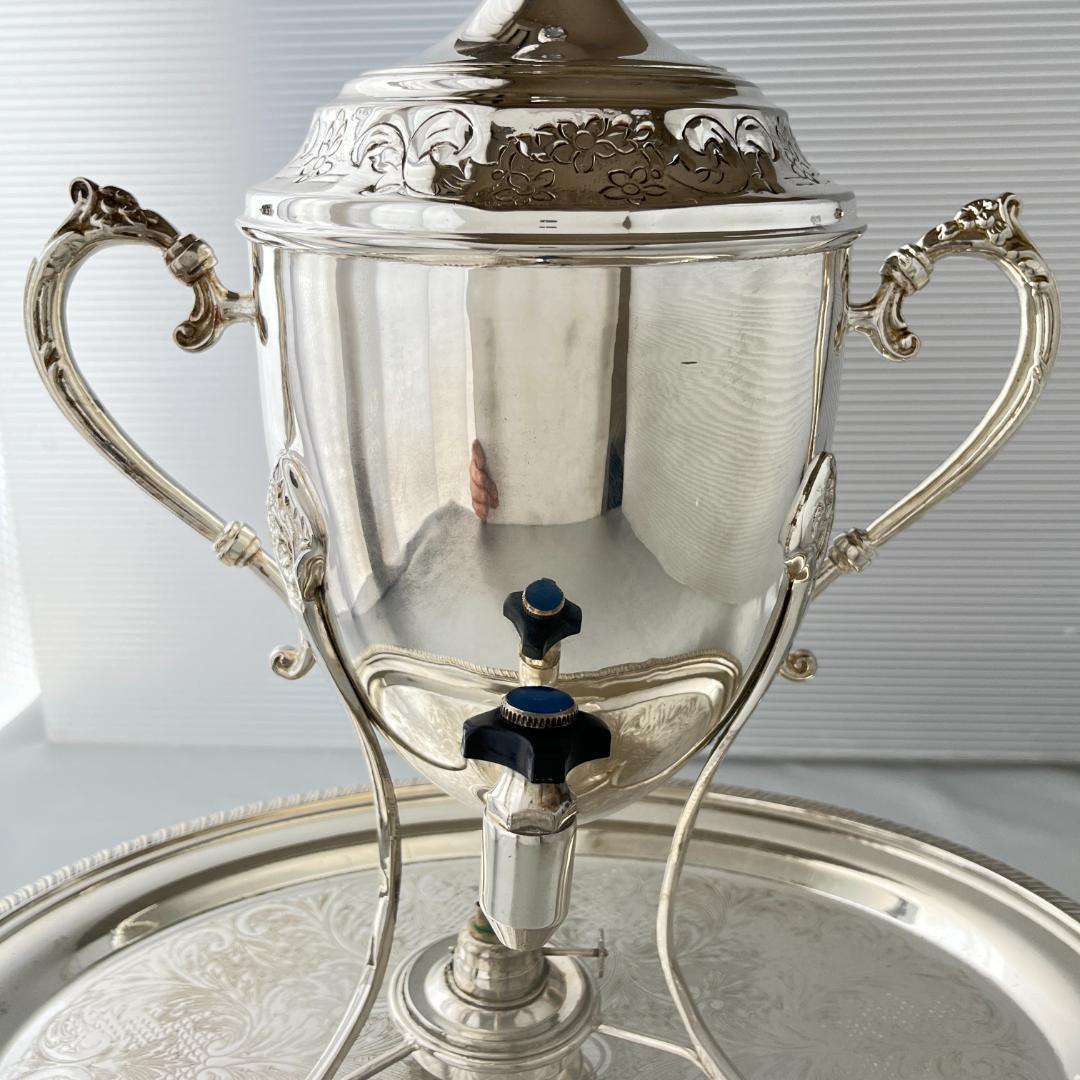 【サモワール】フローラル 【シルバープレート】バナー ホットウォーターサーバー