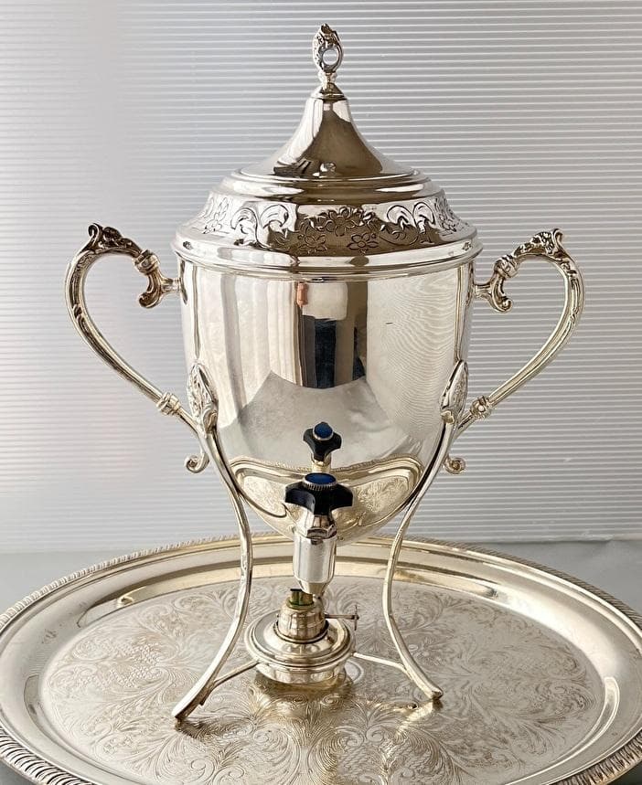 【サモワール】フローラル 【シルバープレート】バナー ホットウォーターサーバー