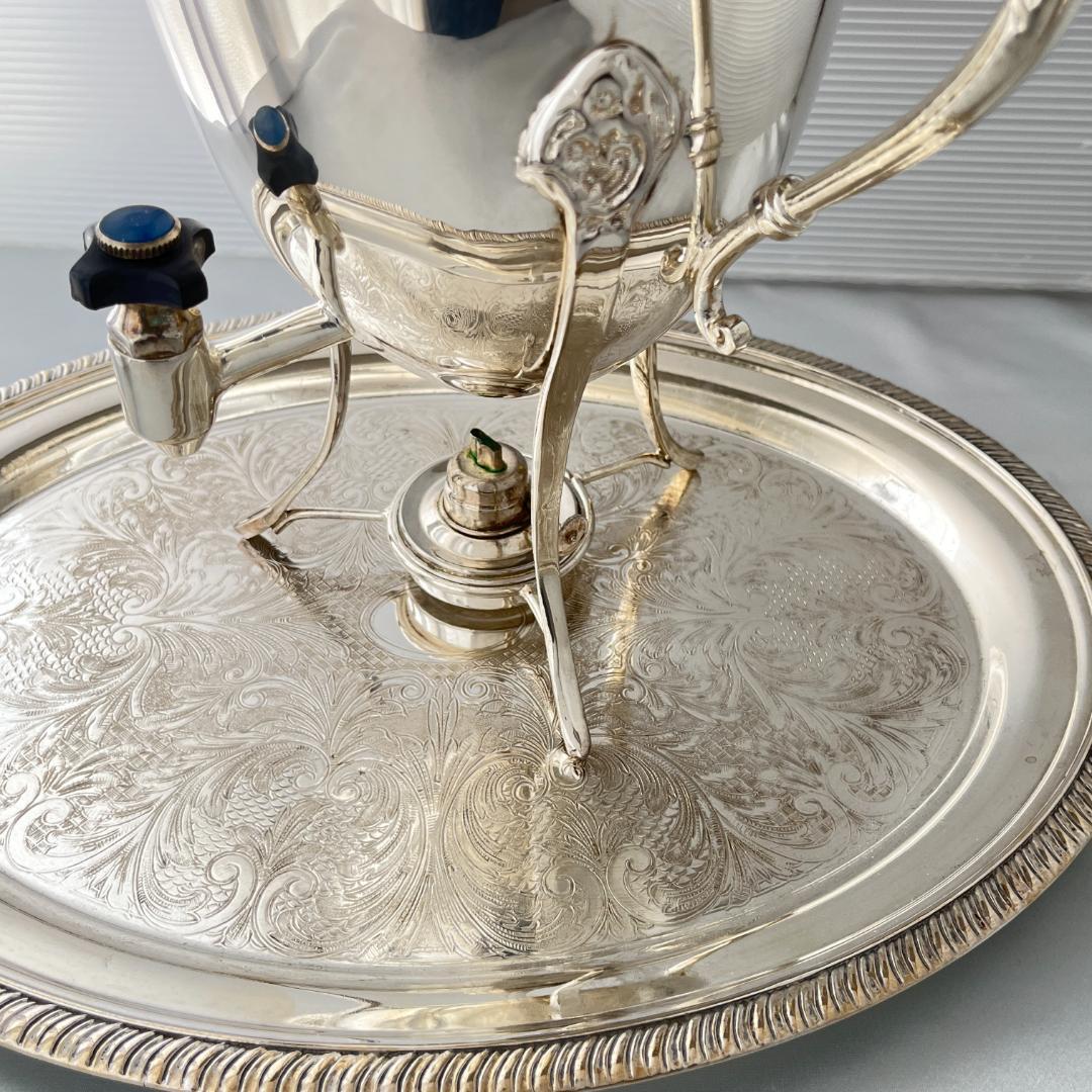 【サモワール】フローラル 【シルバープレート】バナー ホットウォーターサーバー