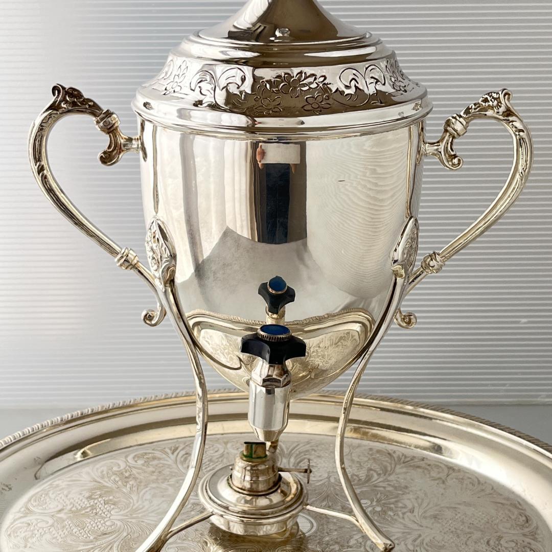 【サモワール】フローラル 【シルバープレート】バナー ホットウォーターサーバー