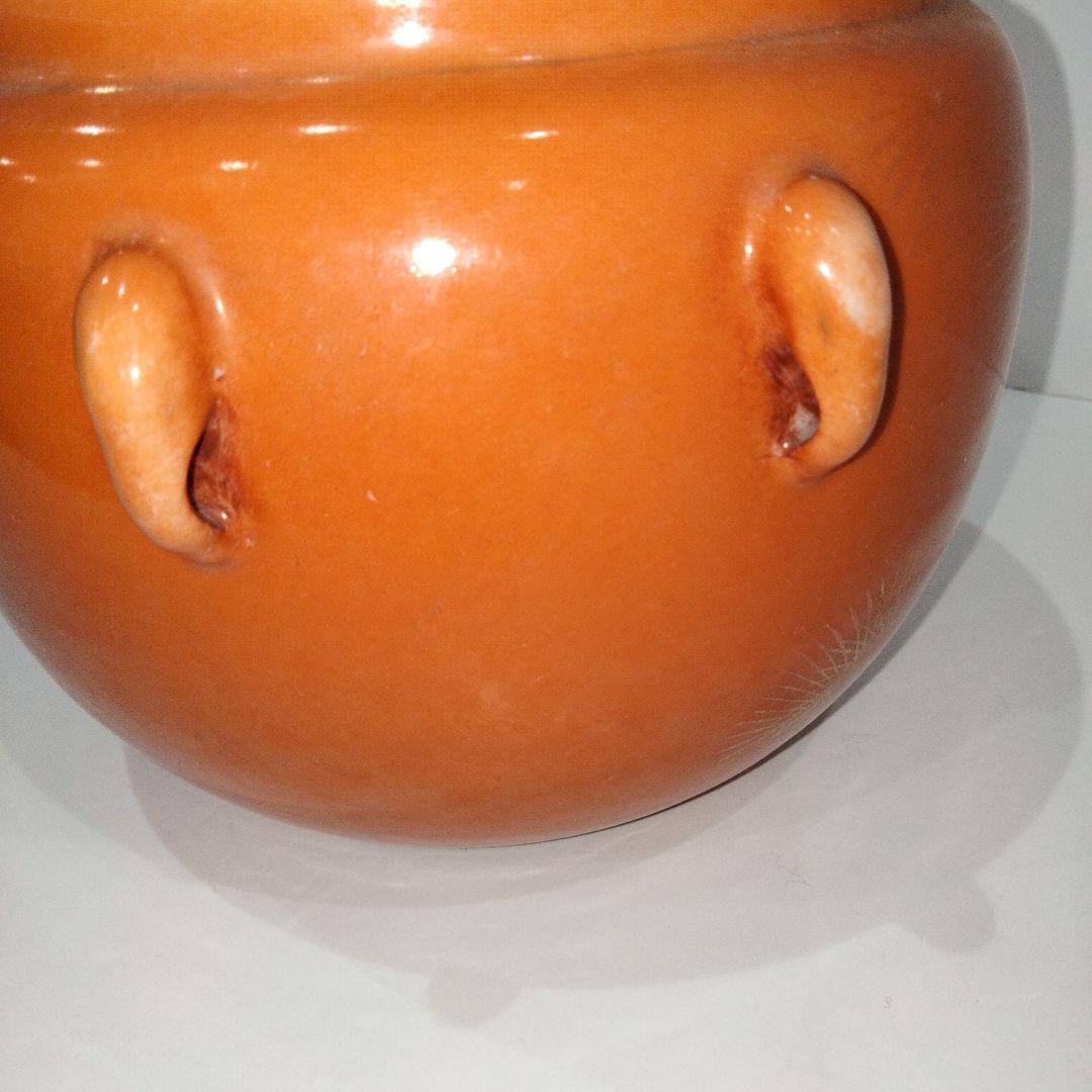 V392-1 中国古美術 清代 江西 余栄盛 出品 橙 水指　K