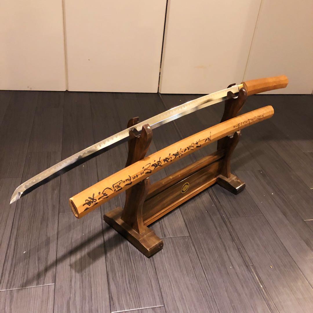 高級模造刀 白鞘 樋入り刀身　濃州関住二十三代藤原兼房作之 刃長二尺三寸五分有之