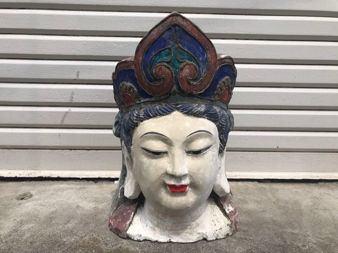 観音　木彫　頭部　彫刻