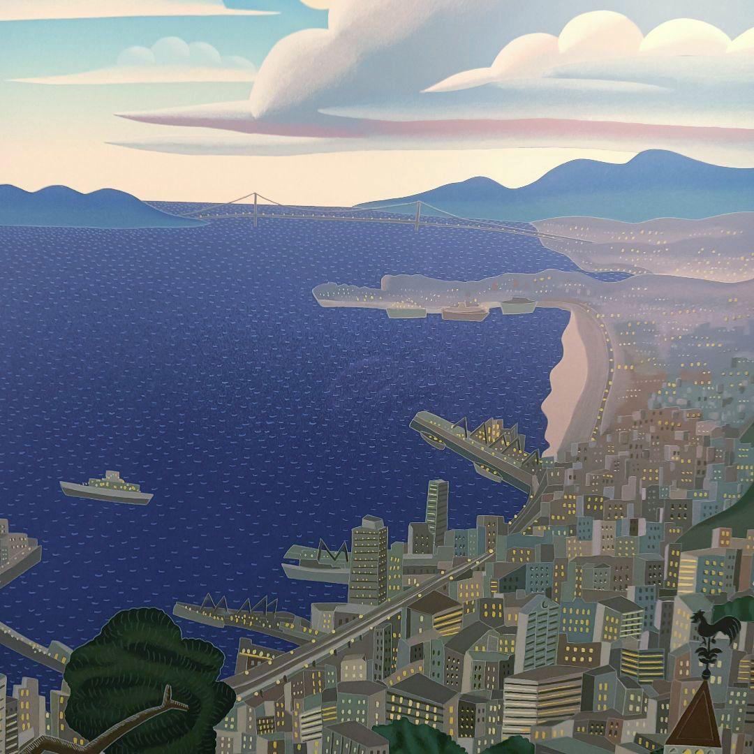 ☆人気の神戸シリーズ　トーマス・マックナイト　明石海峡大橋を望む　神戸の風景