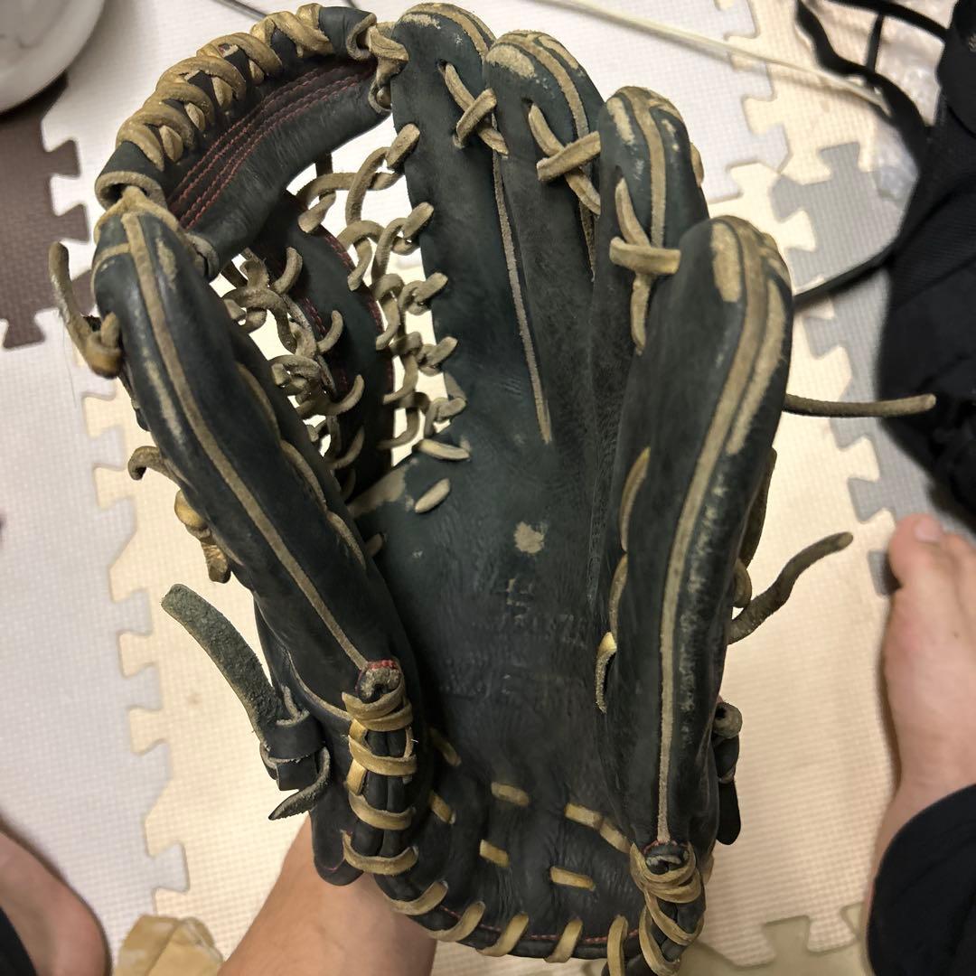 ゼット 硬式グローブ 黒 ベージュ 外野用