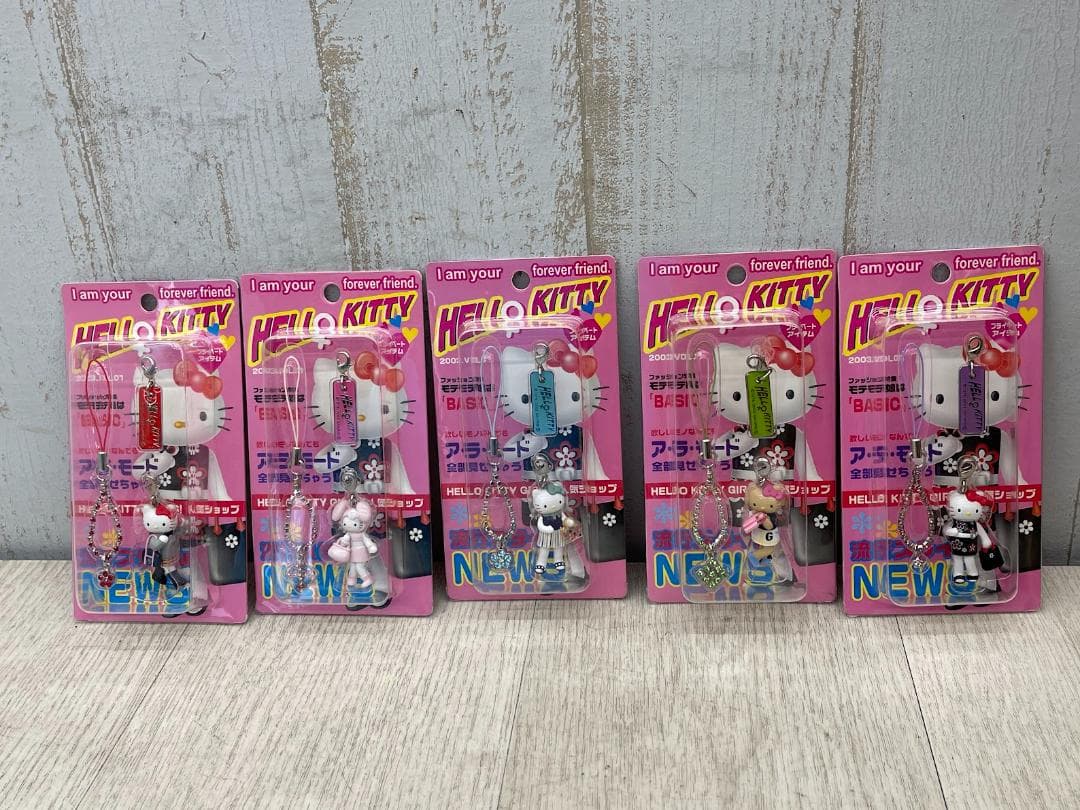 ハローキティ 2003年 ラインストーンストラップ 5種 他 コンプリートセット