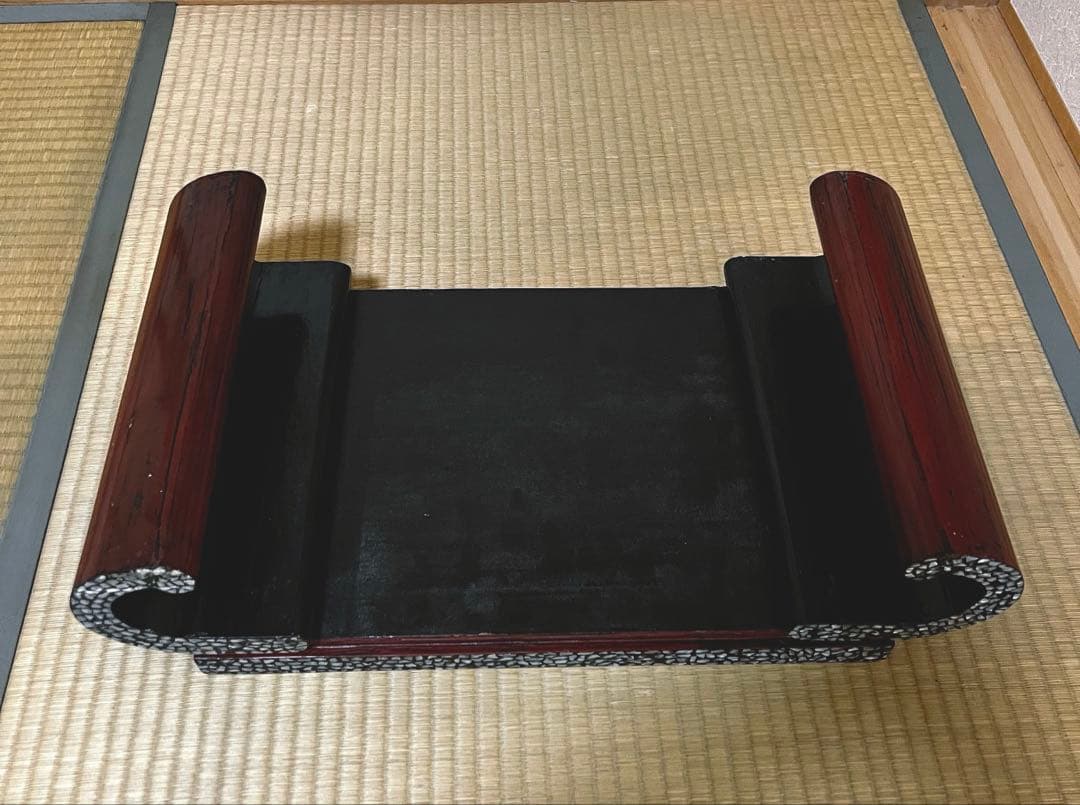 時代 根来 象嵌 螺鈿 巻き花台 香台 盆栽台 特価