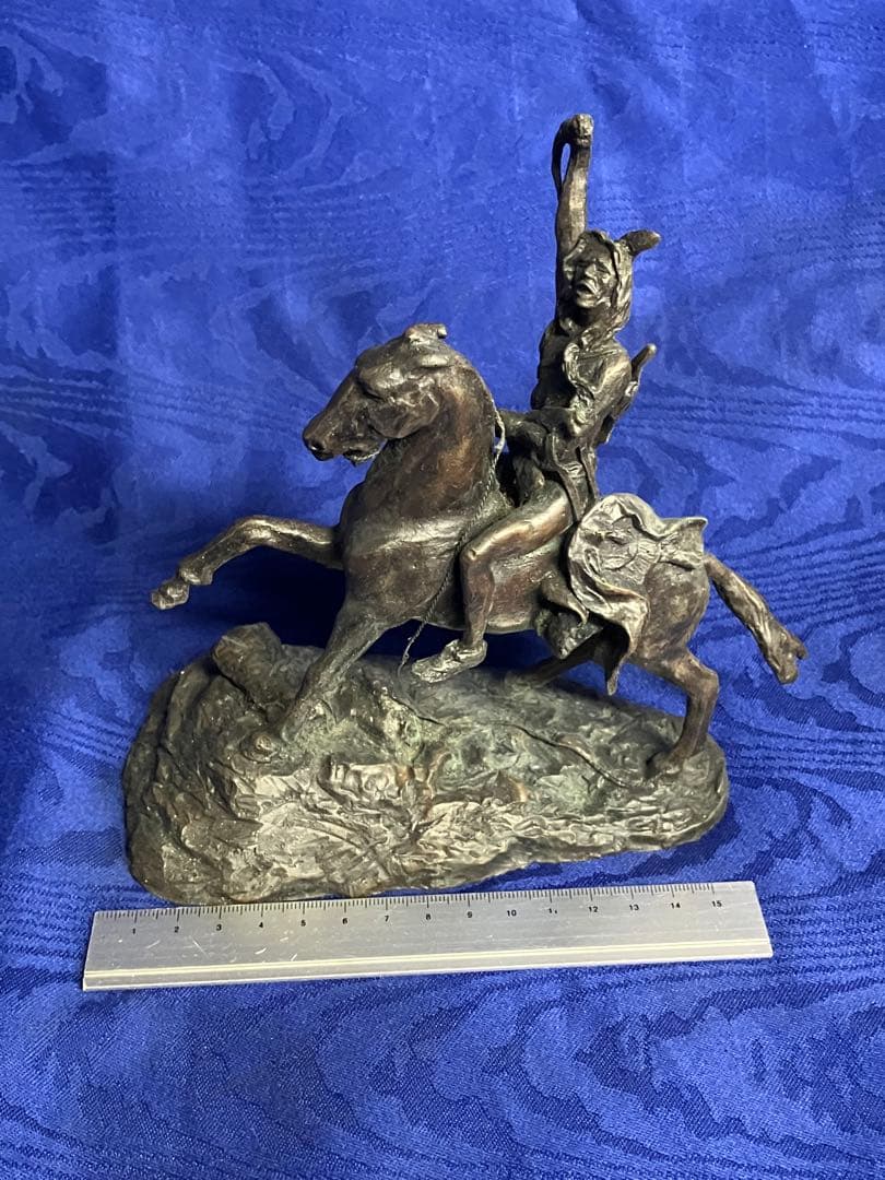 フレデリックレミントン　ブロンズ騎馬像 戦士の彫刻 約20cm高