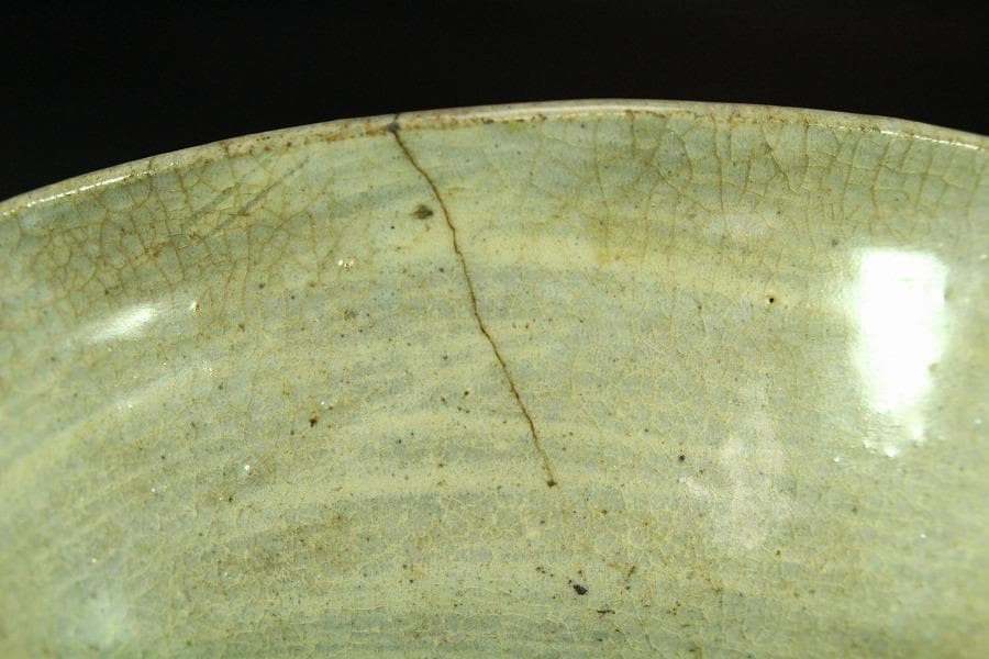 茶道具 李朝 刷毛目 茶碗 時代物(K-A383)