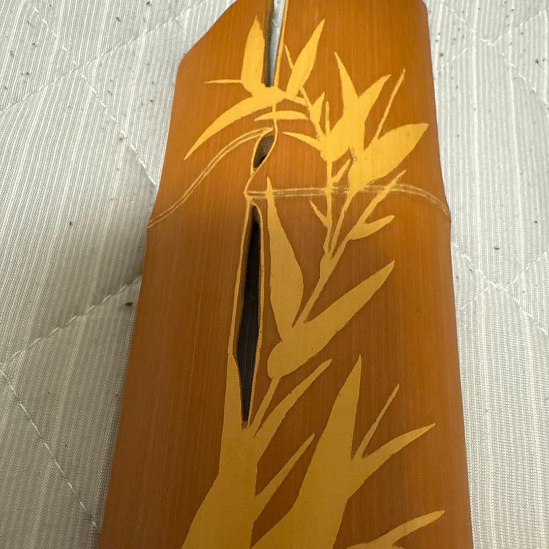 中国古美術 扇子 在銘 文房具　煎茶道具　茶合　山水人物彫　竹茶合 詩文彫