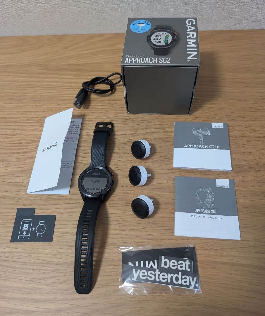 Garmin Approach S62 GPSゴルフウォッチ CT10 3個付き
