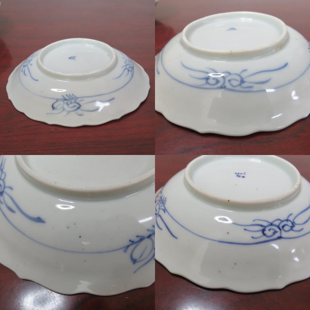 中皿 5枚 染付 獅子 古染付 窯傷 美品