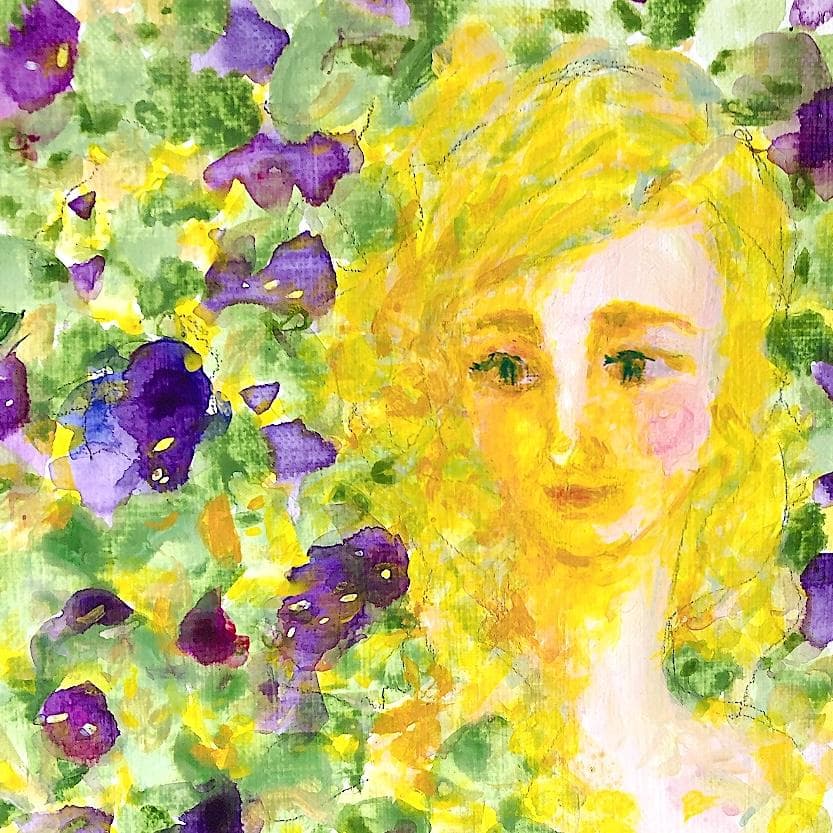 「ヘリオトロープ（ブライトブルー）」 アクリル画 SM キャンバス 原画 額なし