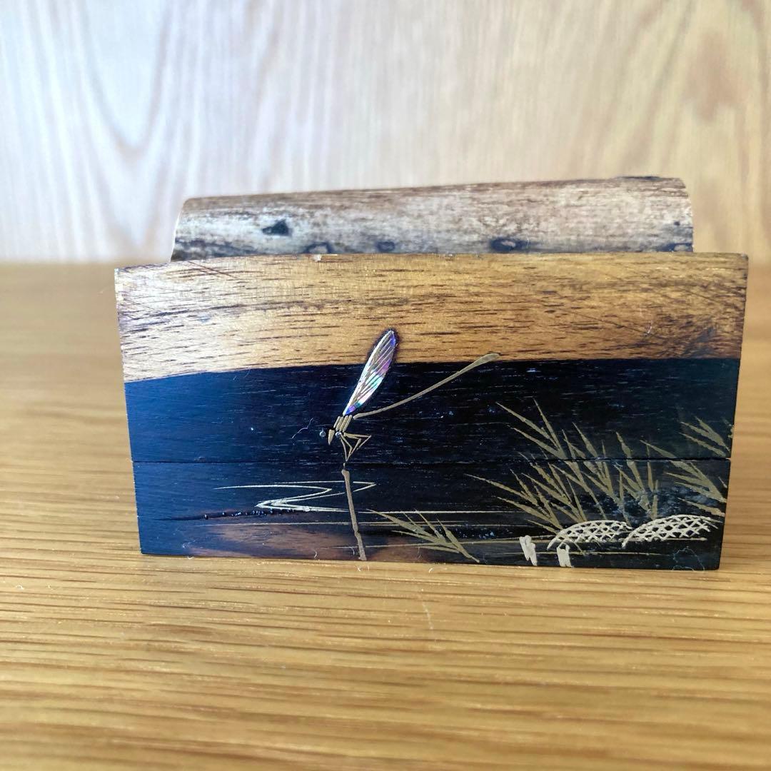 【茶道具】糸トンボ　割香合　喜三誠志　輪島　螺鈿