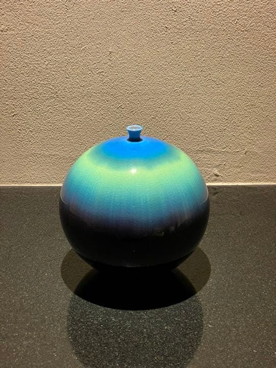 【人間国宝 徳田八十吉（正彦銘）】　彩釉壺　約16.5㎝