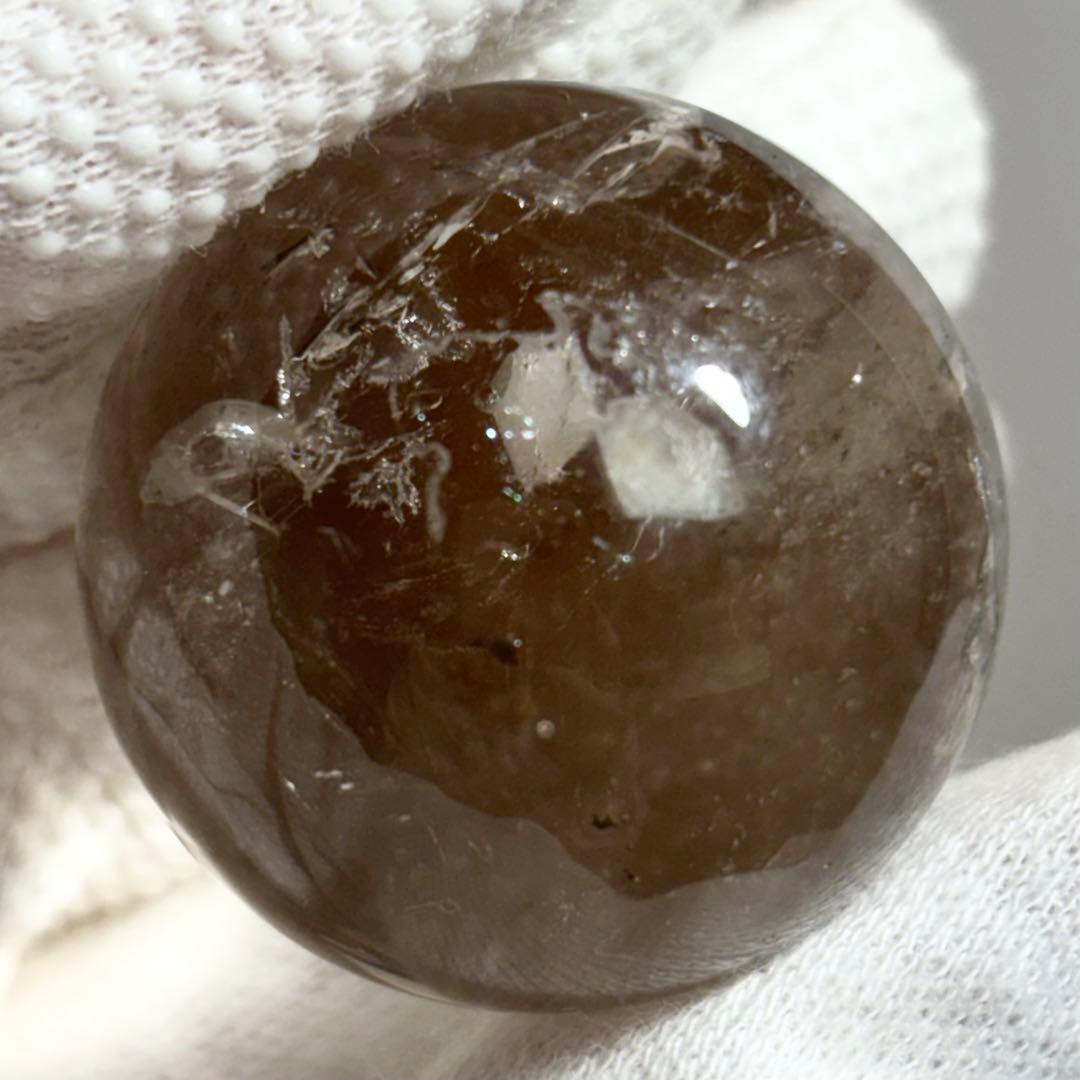 激レア カルサイトインスモーキークォーツ　スフィア　カルサイト　丸玉