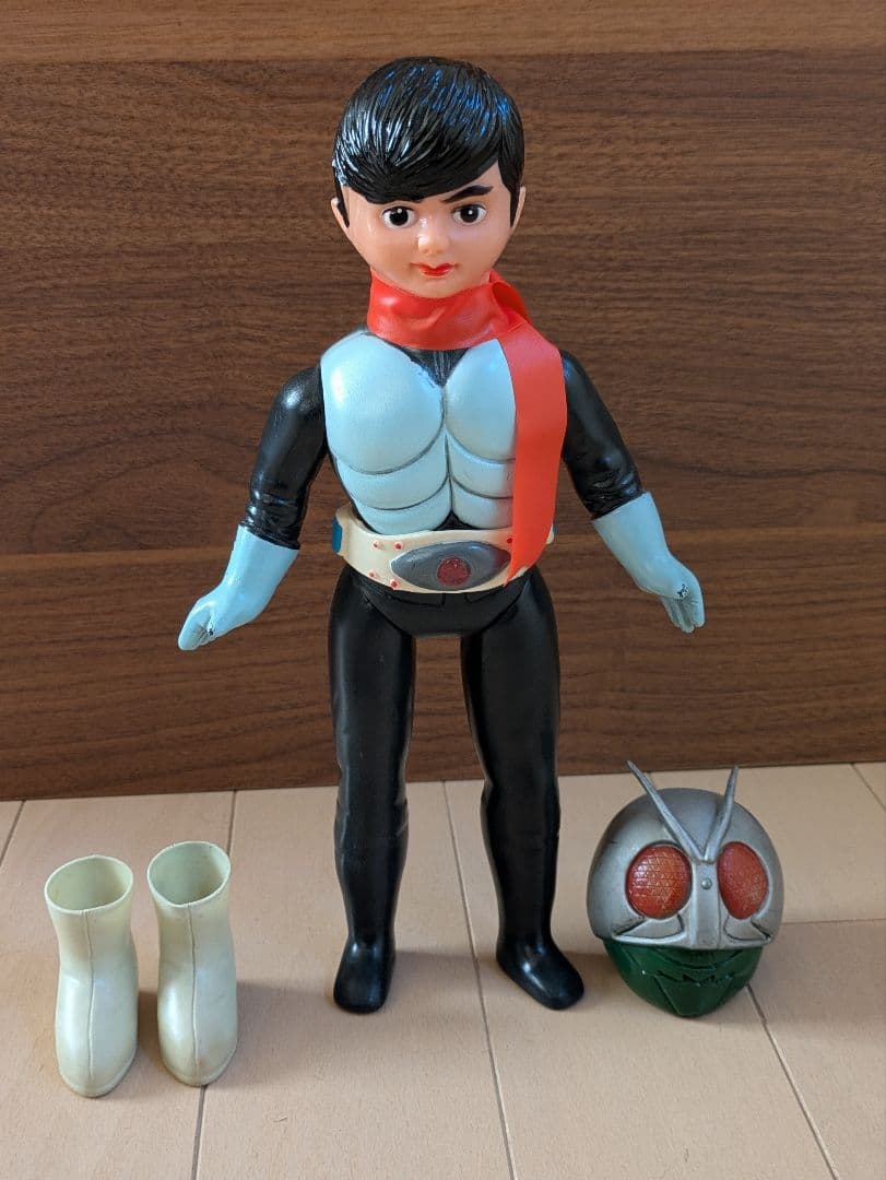 旧バンダイ製ソフビ 仮面ライダー1号 スタンダードサイズ 面取れ 昭和レトロ