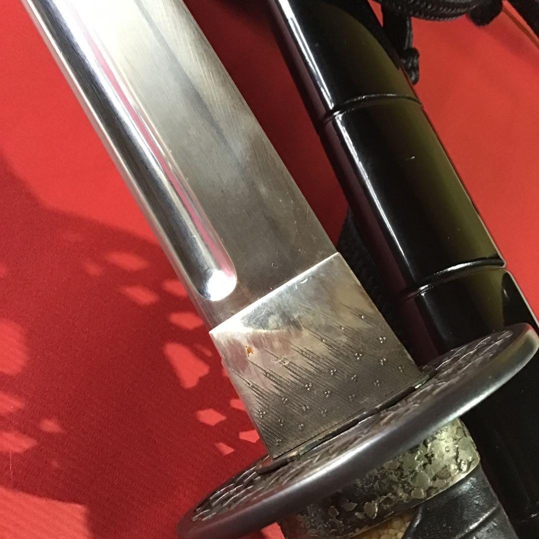 印籠鞘拵　革巻柄　京透鍔　銅地色絵象嵌飛龍目貫　高級居合刀