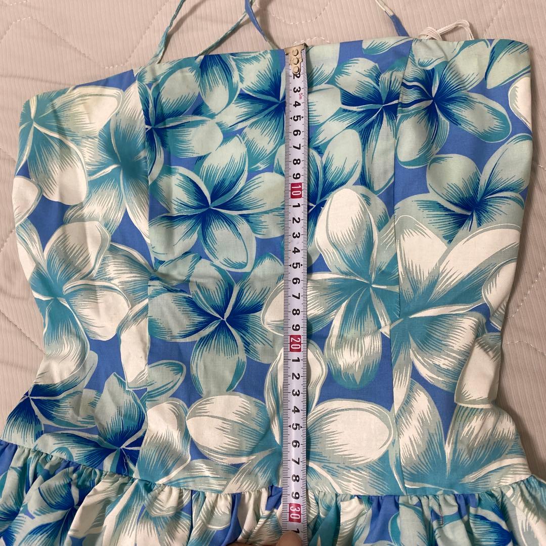 フラダンス衣装　プルメリア柄3段ドレス