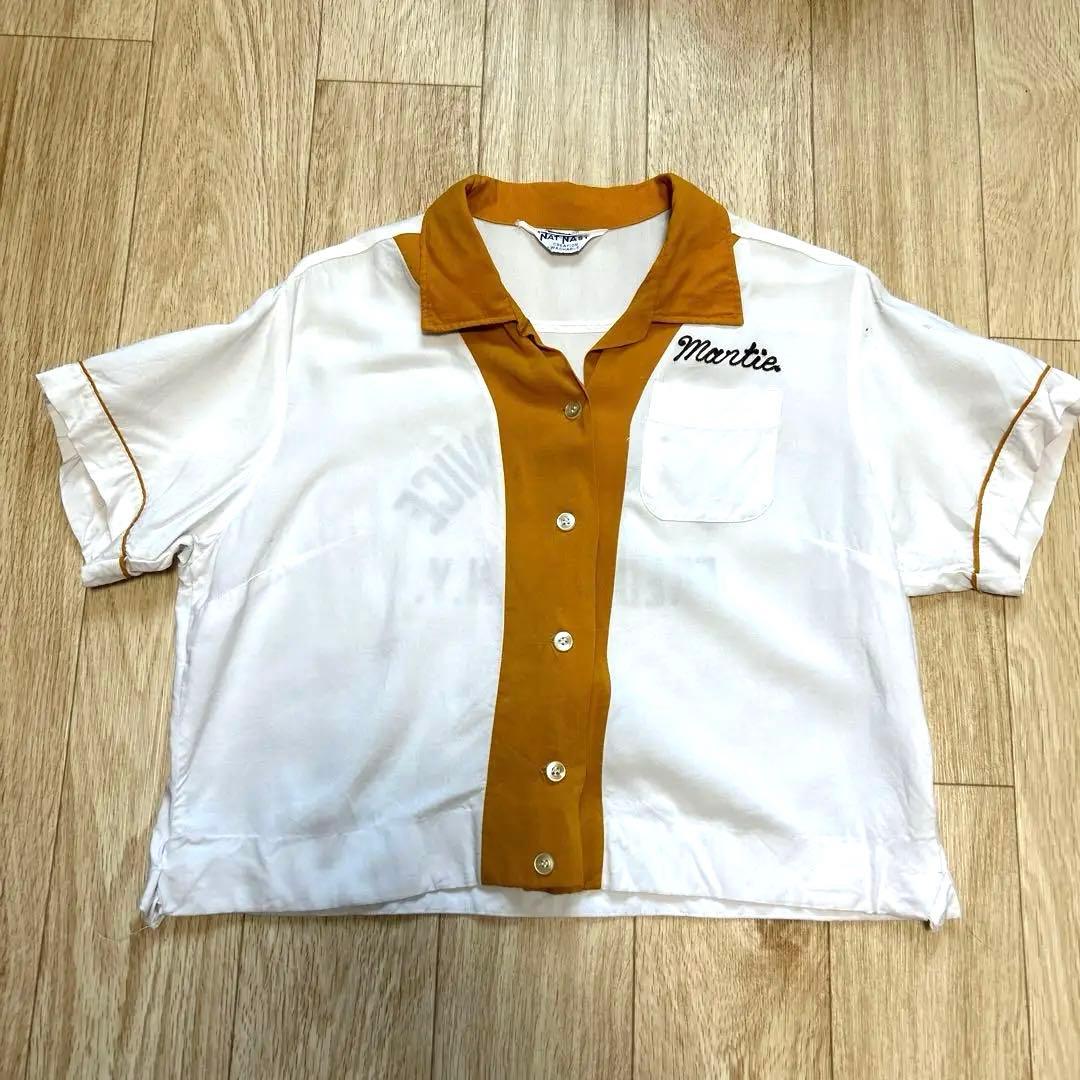 古着屋購入　ヴィンテージ　ボーリングシャツ　60s フロッキープリント