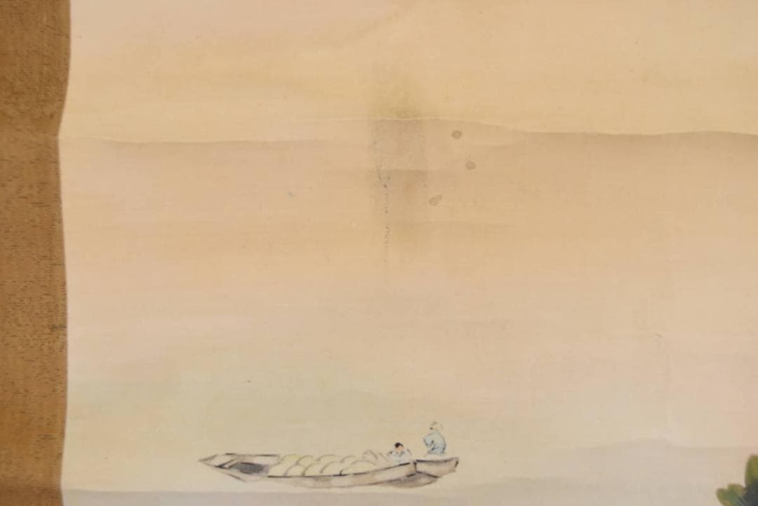 【真作】竹内栖鳳/海辺松図/横物/掛軸/名家伝来/AA-642