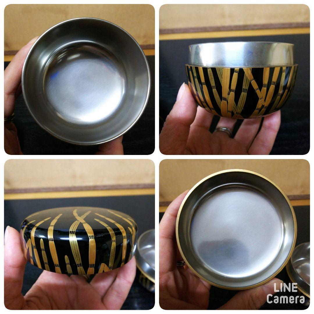 （236）特価✿山中塗★呉藤穣太郎作★木賊蒔絵大平棗（内銀地）★破魔オマケ付き★