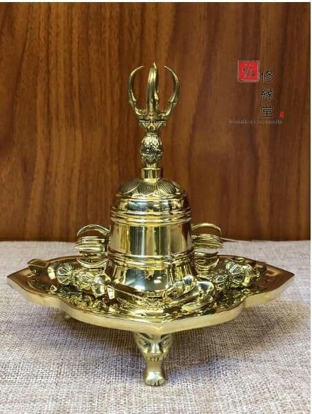 密教法具 真言宗 法器セット 金剛鈴·金剛盤·独鈷杵·三鈷杵·五鈷杵 真鍮製