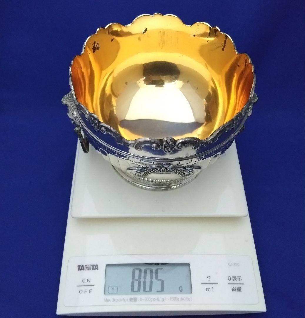 英国アンティーク 1950s 銀メッキ ライオンヘッド 飾壺 重厚805g