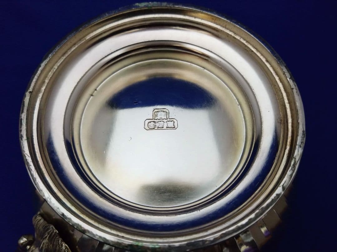 英国アンティーク 1950s 銀メッキ ライオンヘッド 飾壺 重厚805g