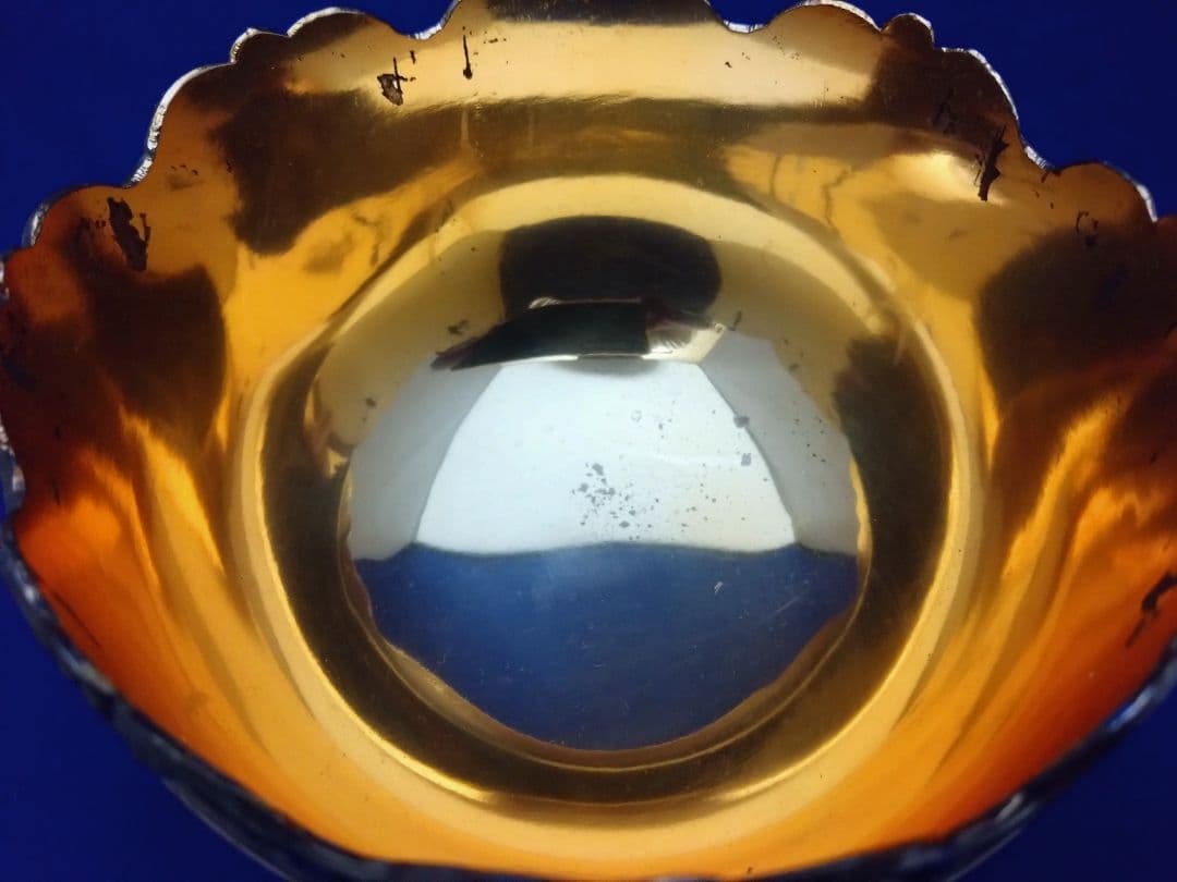 英国アンティーク 1950s 銀メッキ ライオンヘッド 飾壺 重厚805g