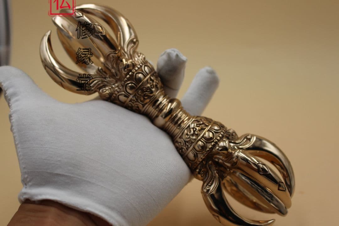 【修縁堂】五鈷杵 22cm 銅製 法器 真言宗 置物 開運