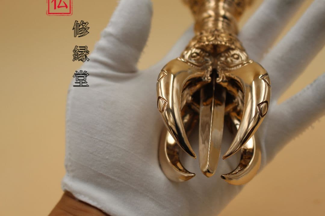 【修縁堂】五鈷杵 22cm 銅製 法器 真言宗 置物 開運