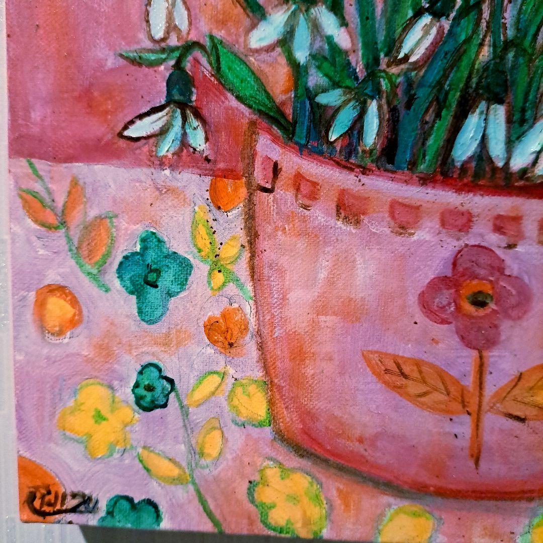 キャンバス油絵　 専用　春を告げる花スノードロップ