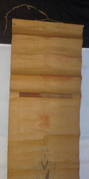 稀少 アンティーク 神社 聖徳太子 紙本 掛軸 神道 絵画 日本画 古美術