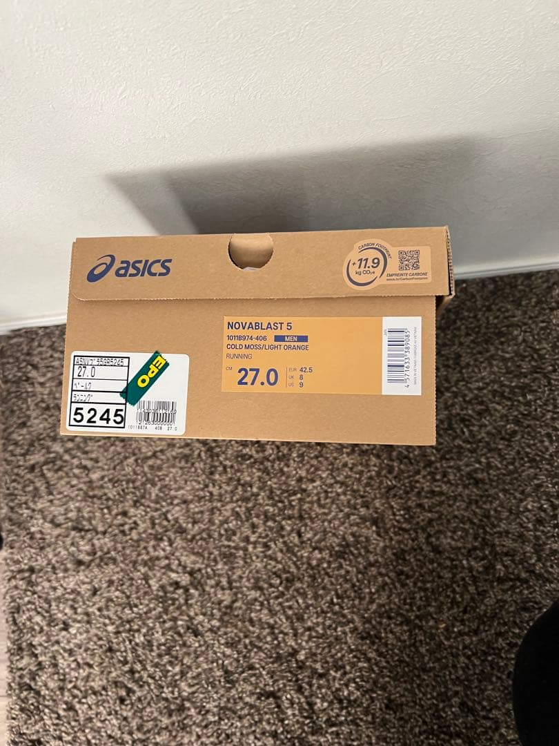 asics NOVABLAST 5 27.0 ライトグレー/グリーン