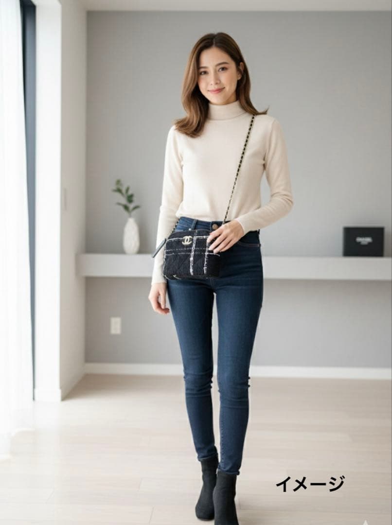 CHANELシャネル ノベルティ チェーン ショルダーバッグ ツイード ブラック