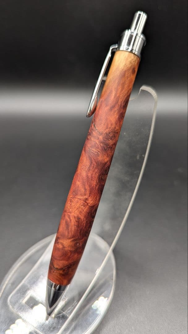 469ペン工房翌檜　レッドマリー　瘤杢　木軸シャーペン　ボールペン