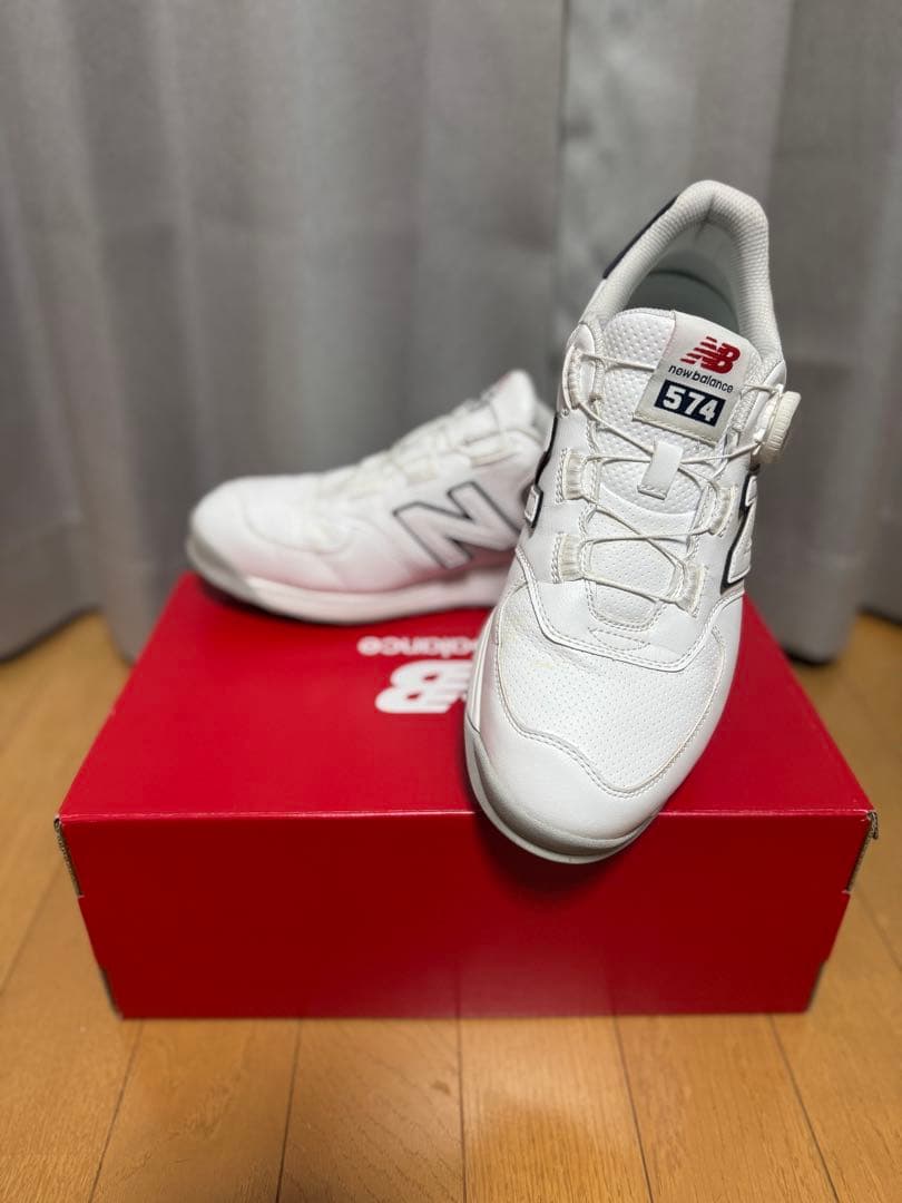 【aka】ゴルフシューズNew Balance 574 ホワイト/ネイビー