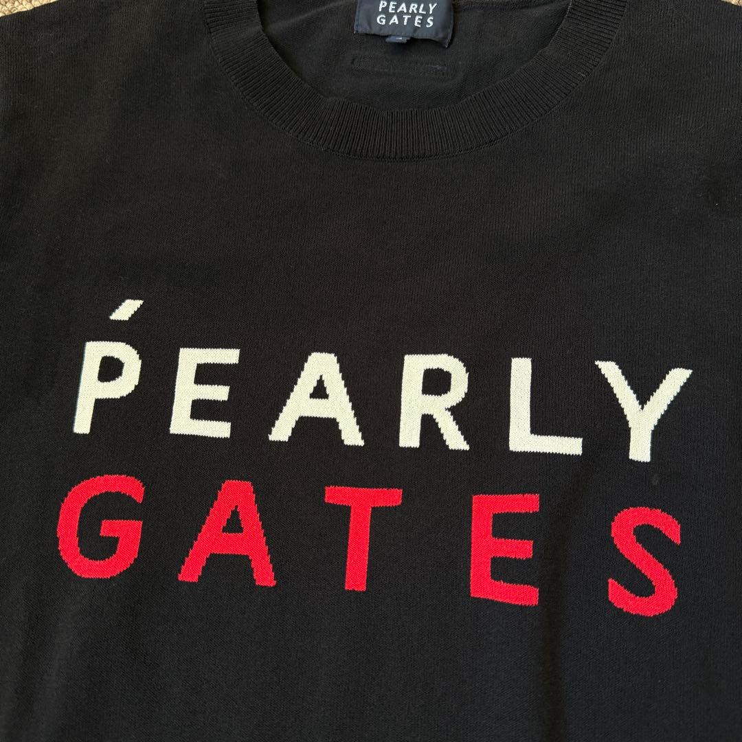 パーリーゲイツ　ニット　黒　白　赤　M〜L相当　ブラック　コットン素材　4