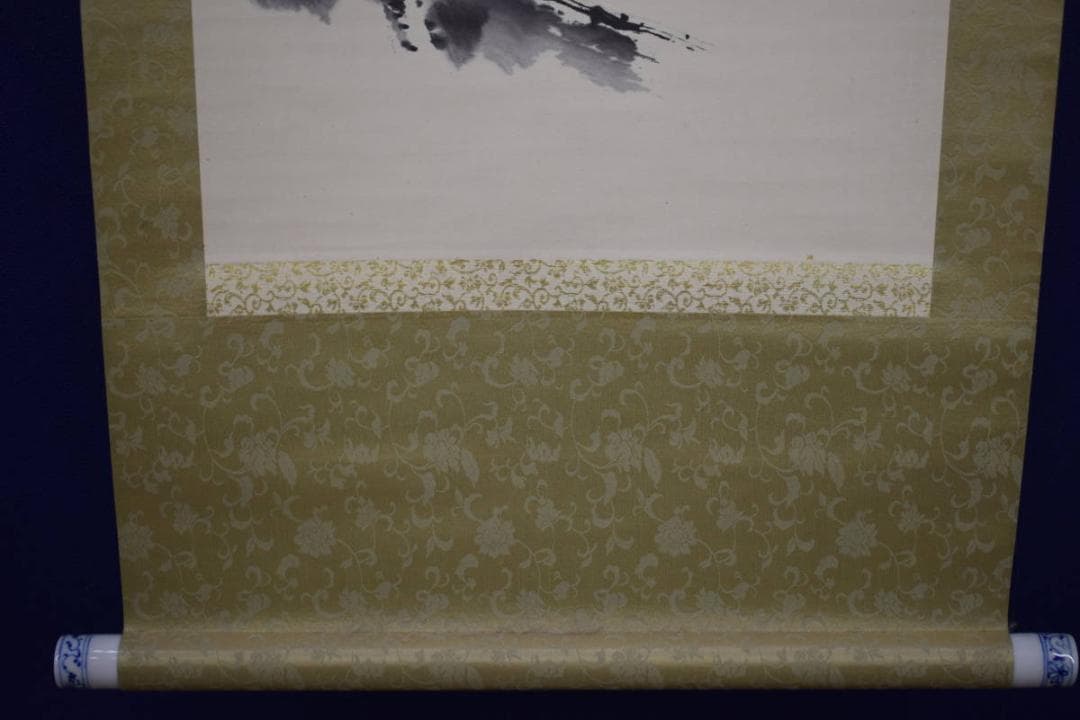 真作/高野山/加賀尾秀忍/僧忍/モンテンルパの父/蘭画賛/布袋屋掛軸HJ-273