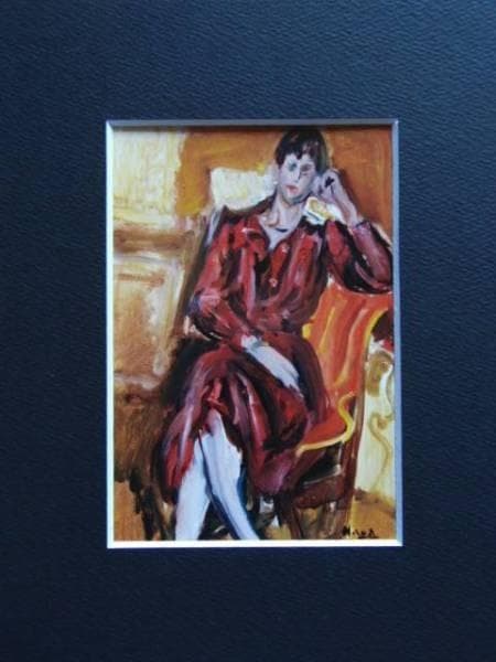 原 精一、赤衣（オランダの女）、希少画集画、新品額装付