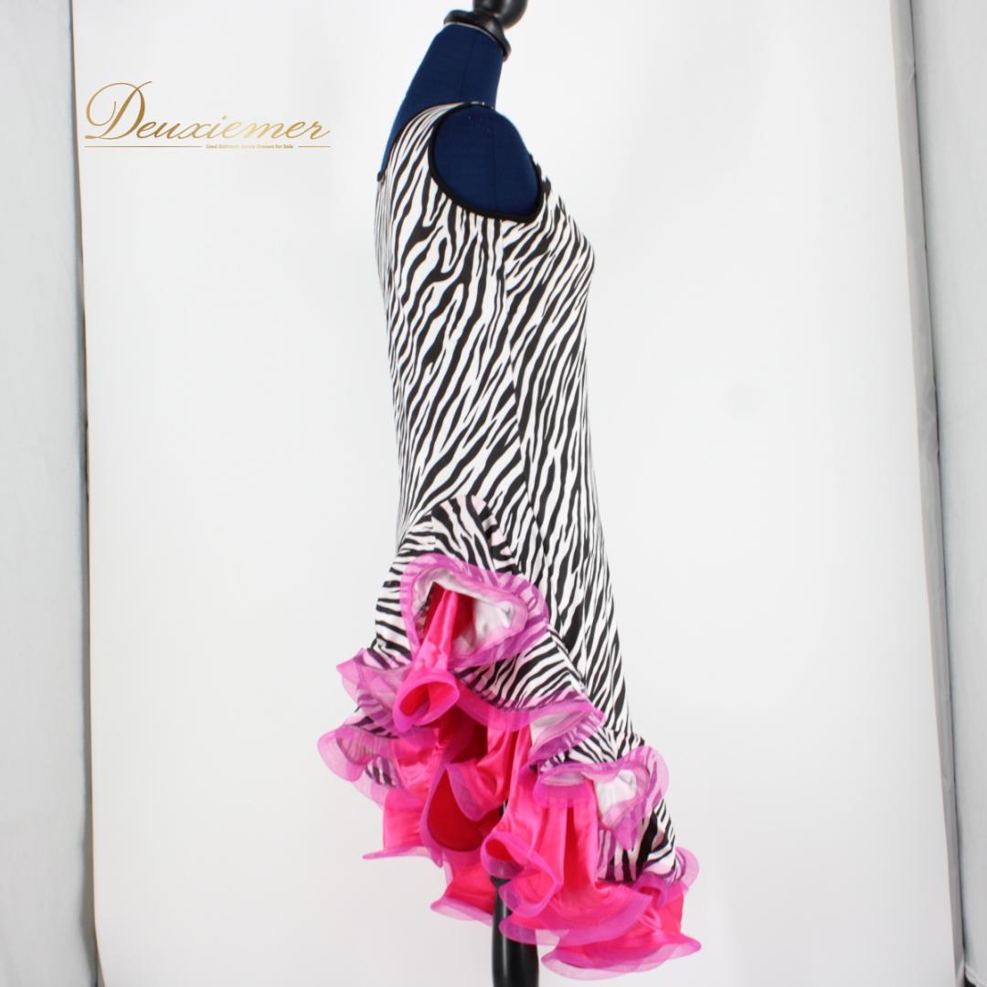 【社交ダンス衣装】ワンピース ドレス ラテン 黒 白 マゼンダピンク ブラック