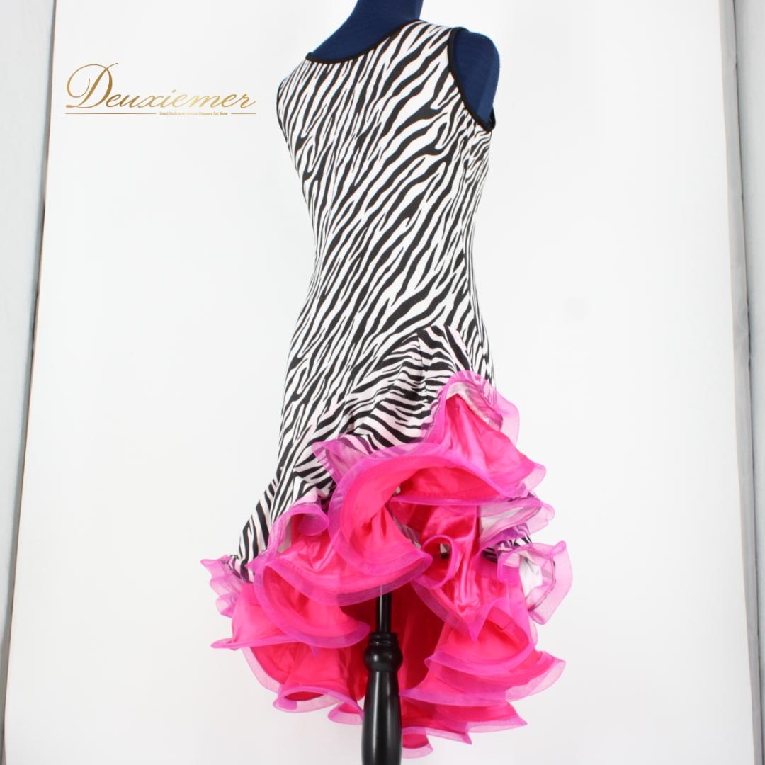 【社交ダンス衣装】ワンピース ドレス ラテン 黒 白 マゼンダピンク ブラック