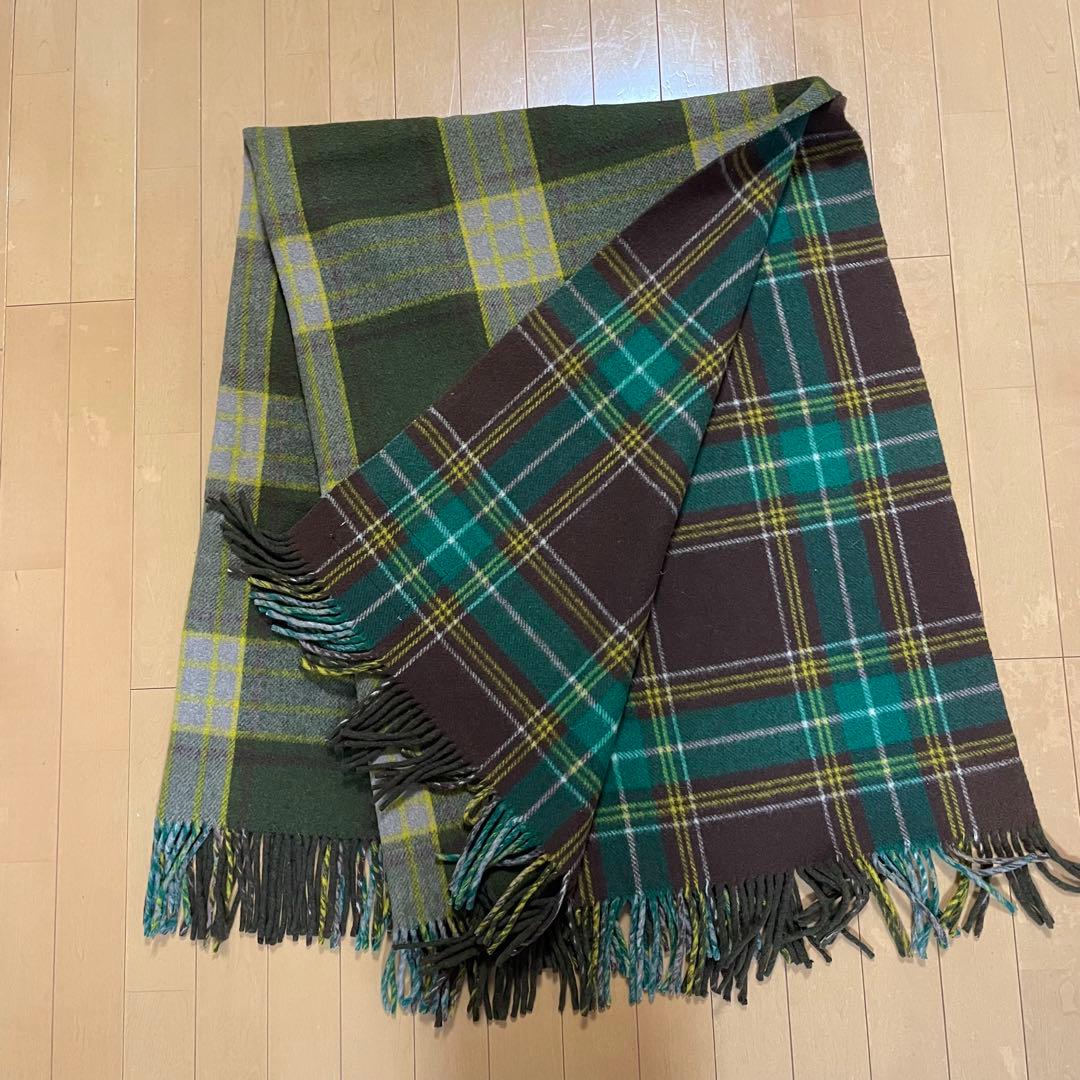 【ヴィンテージ】WILSON ウール チェック柄ブランケットグリーン系