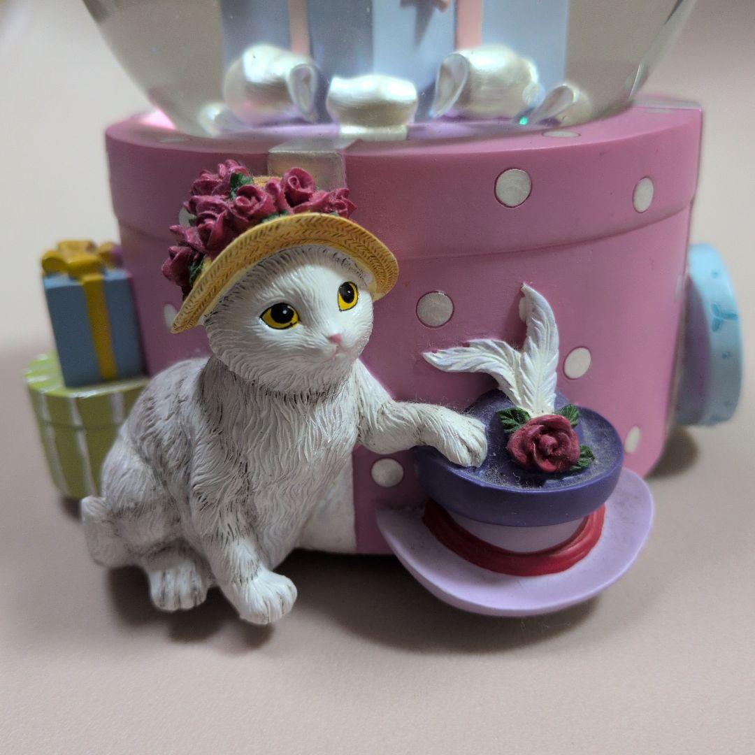 サンフランシスコ ミュージックボックス スノードーム 猫とプレゼント