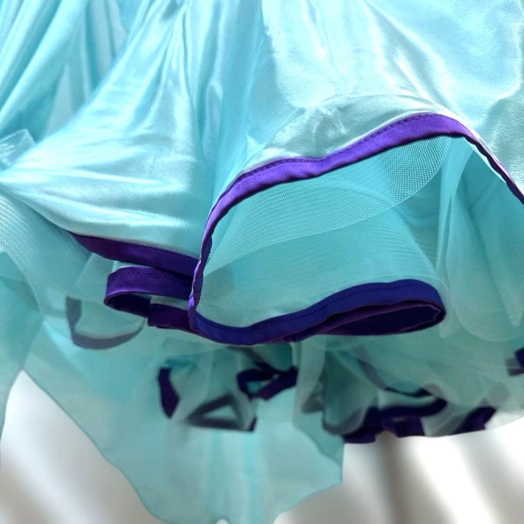 6345★S ミントグリーン スワロ サテン スタンダードドレス 社交ダンス