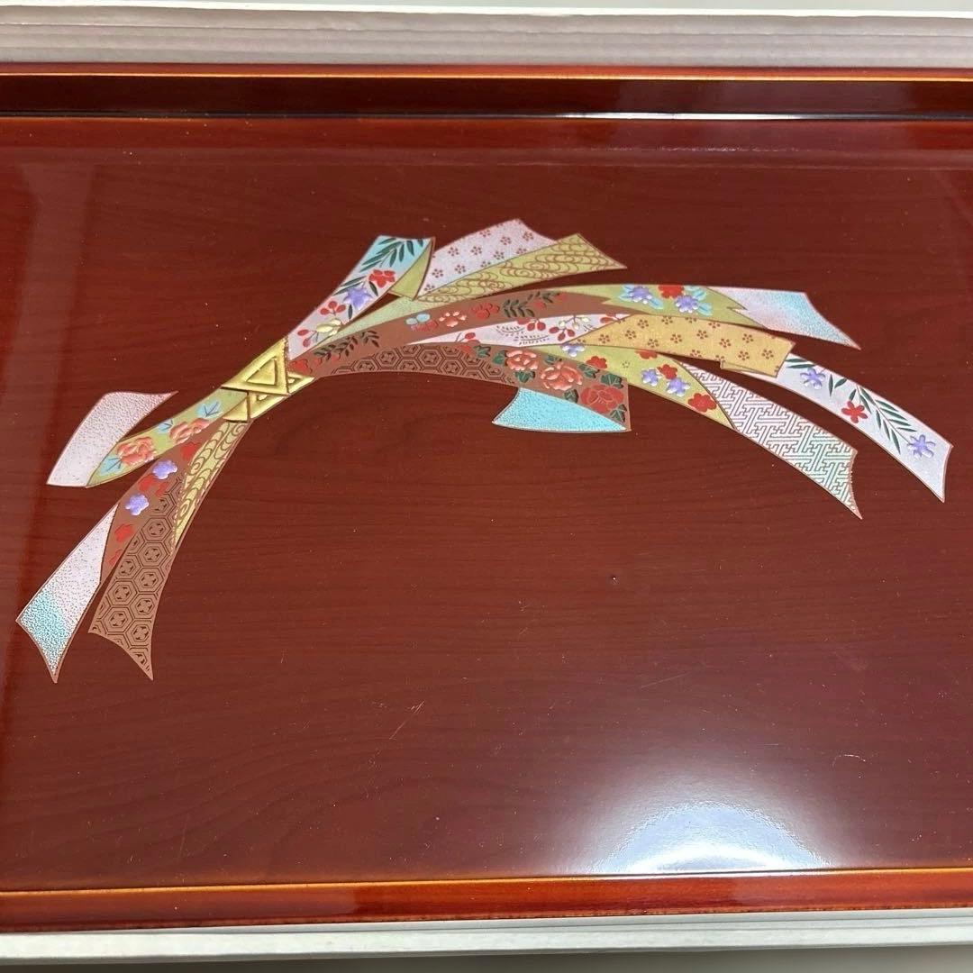 【新品未使用】木製　春慶塗　帯柄　お盆　漆　手盆　　お値下げ